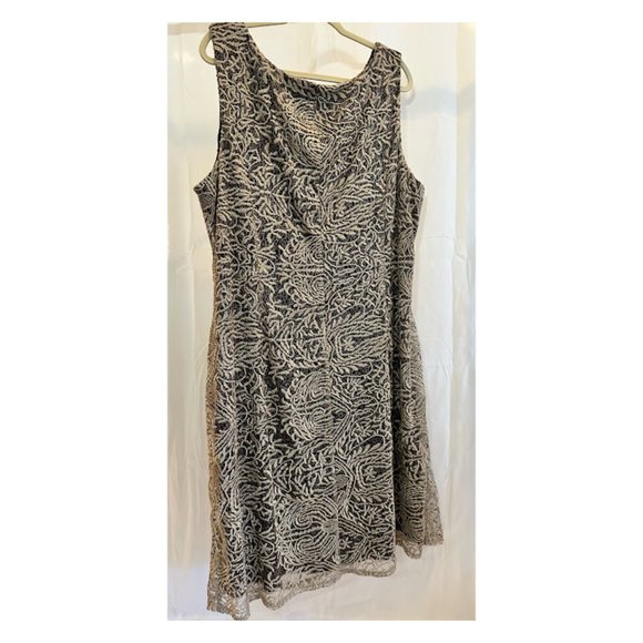 Anne Klein Sheath Dress 22W Gold Lace Overlay - Picture 2 of 5